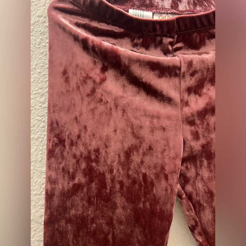 Velvet Kids Leggings in Rich Burgundy - Picture 2 of 4